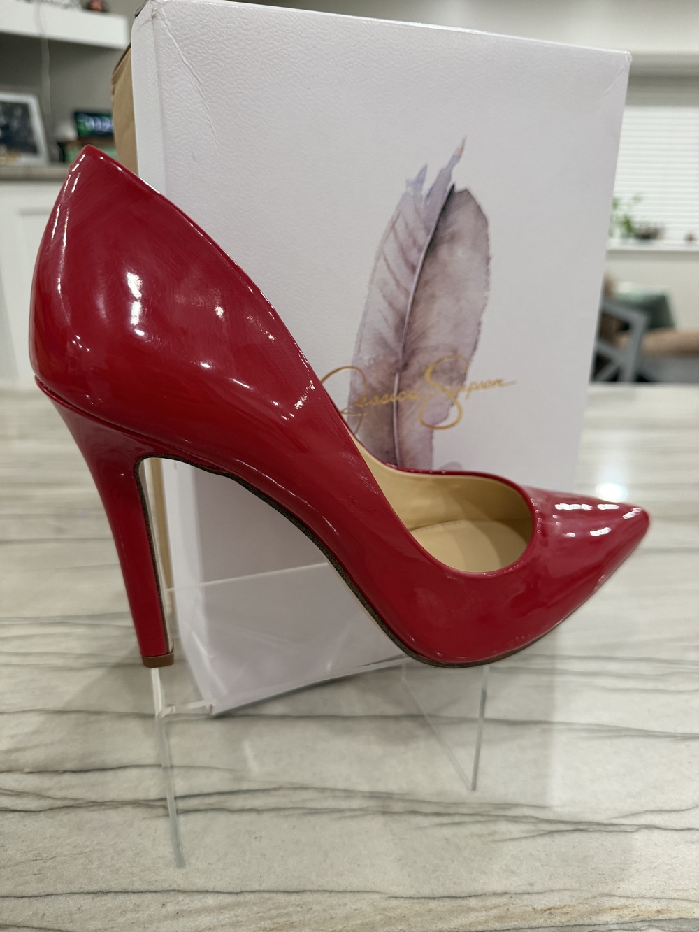 Jessica Simpson Red Patent Pointed-Toe Stiletto Pumps Size 9.5